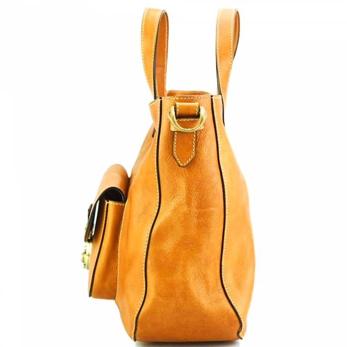 Side view of Verona tan leather bag for men