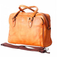 vintage leather briefcase for business with shoulder strap