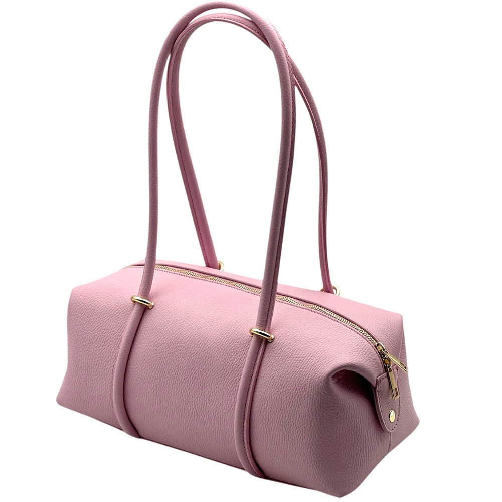 Virelia Italian Cow Leather Cylindrical Shoulder Bag - Leather Italiano