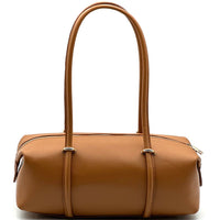 Virelia Italian Cow Leather Cylindrical Shoulder Bag - Leather Italiano