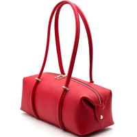 Virelia Italian Cow Leather Cylindrical Shoulder Bag - Leather Italiano