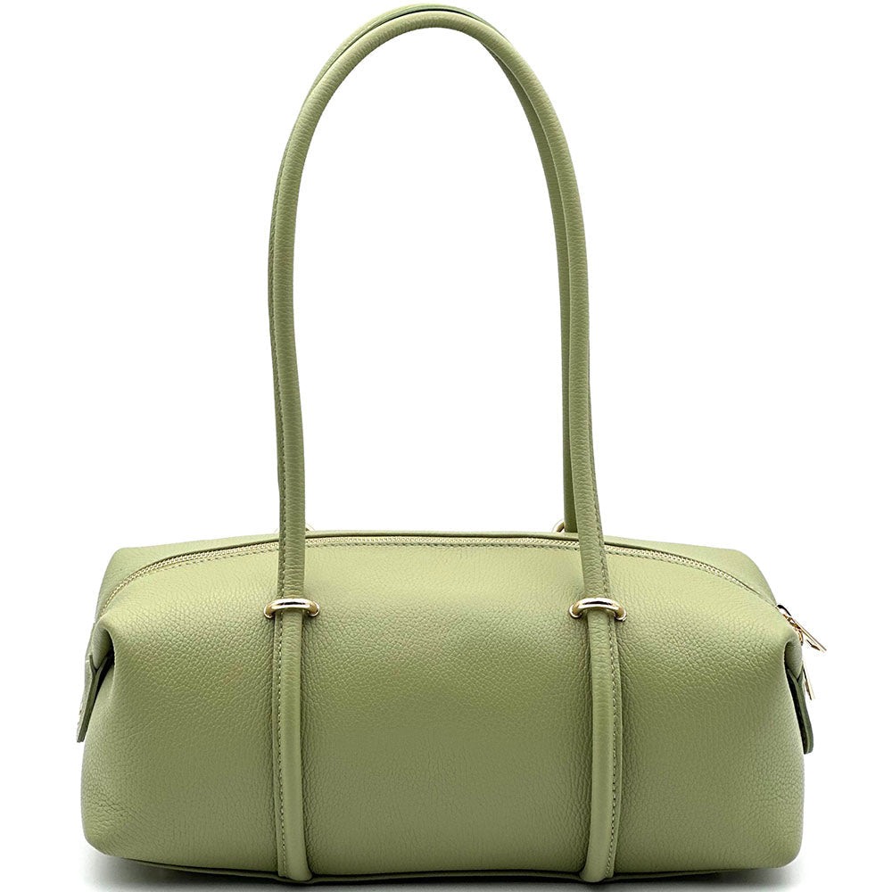 Virelia Italian Cow Leather Cylindrical Shoulder Bag - Leather Italiano