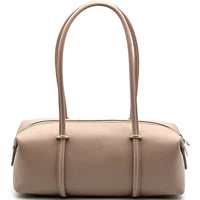 Virelia Italian Cow Leather Cylindrical Shoulder Bag - Leather Italiano