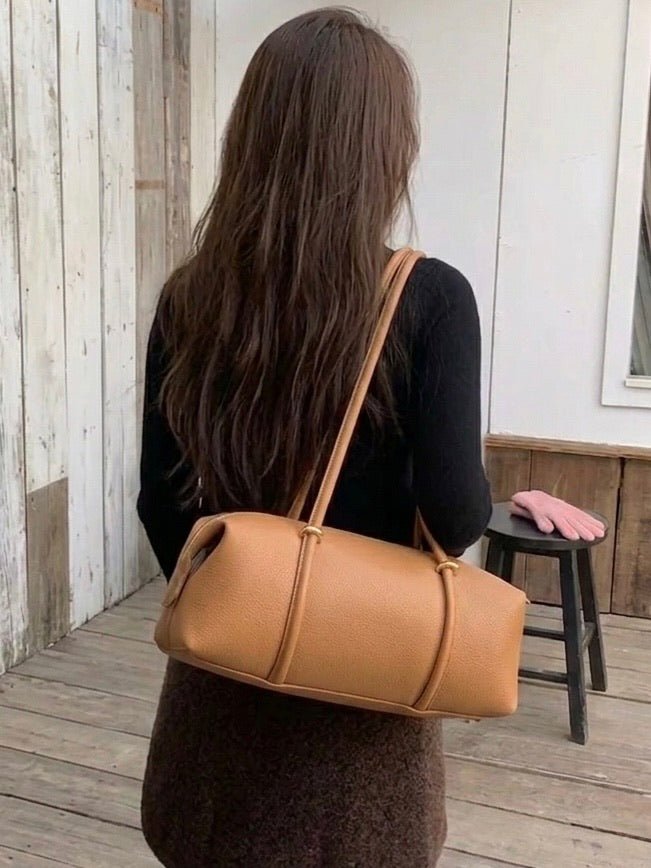 Virelia Italian Cow Leather Cylindrical Shoulder Bag - Leather Italiano
