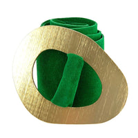 Vortice Italian Suede Leather Belt | Sculptural Gold Buckle Women's Accessory - Leather Italiano