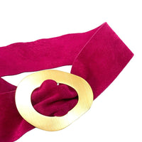 Vortice Italian Suede Leather Belt | Sculptural Gold Buckle Women's Accessory - Leather Italiano