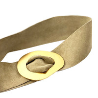 Vortice Italian Suede Leather Belt | Sculptural Gold Buckle Women's Accessory - Leather Italiano