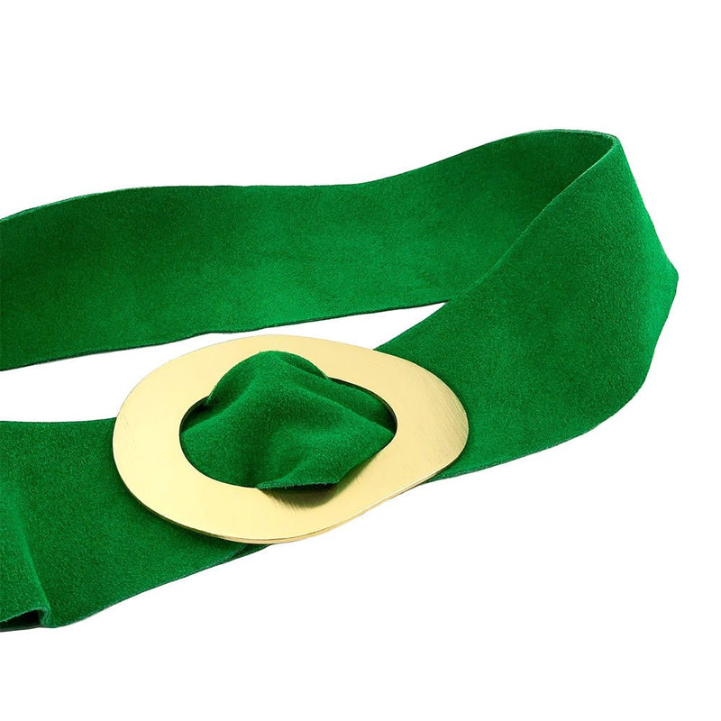 Vortice Italian Suede Leather Belt | Sculptural Gold Buckle Women's Accessory - Leather Italiano