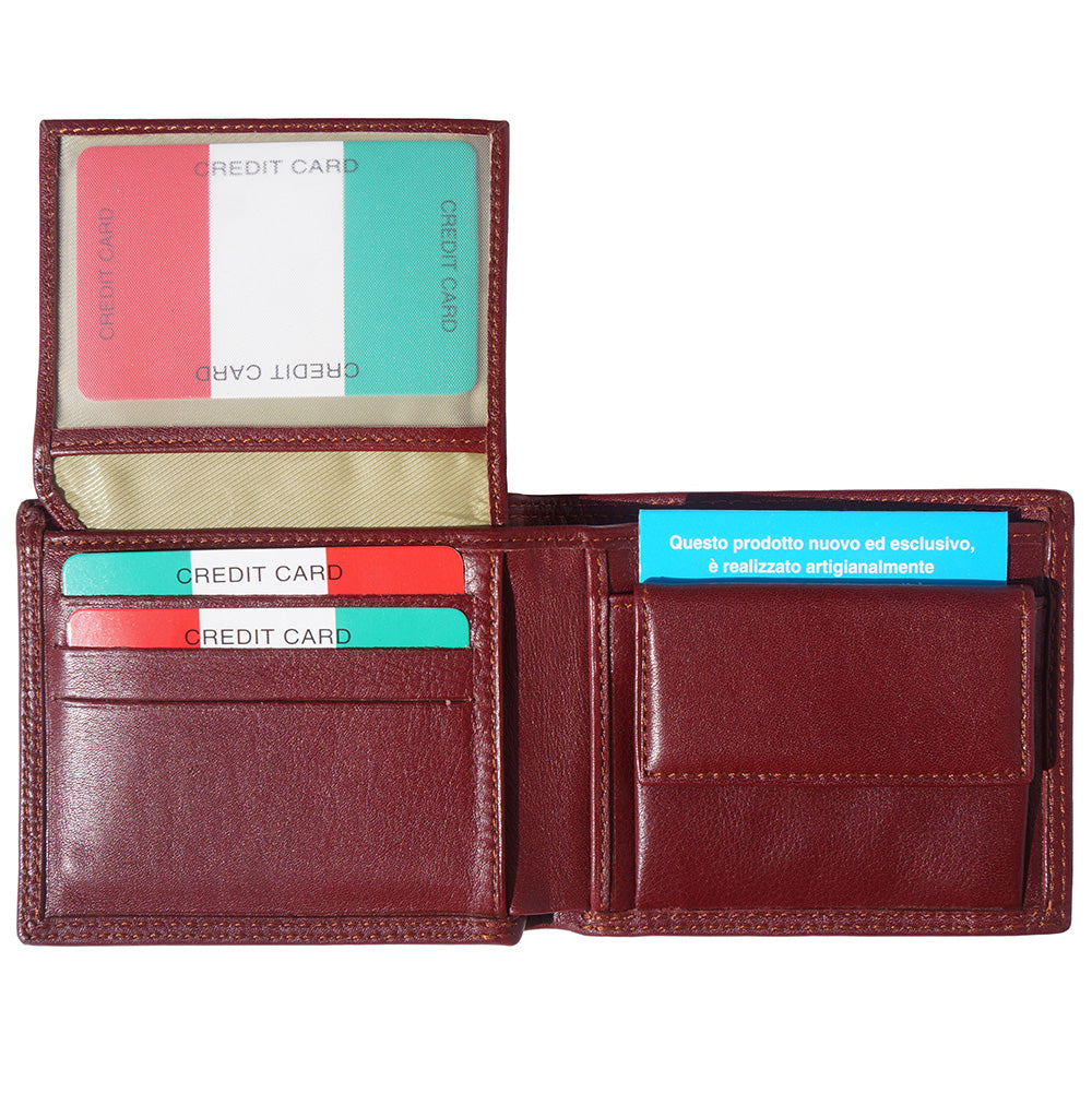 Brown Leather wallet with coin pocket for men
