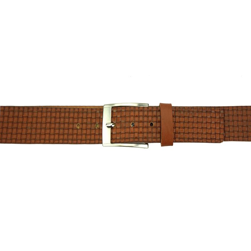 Tan Italian Leather Belt with Modern Buckle (Ruggero)