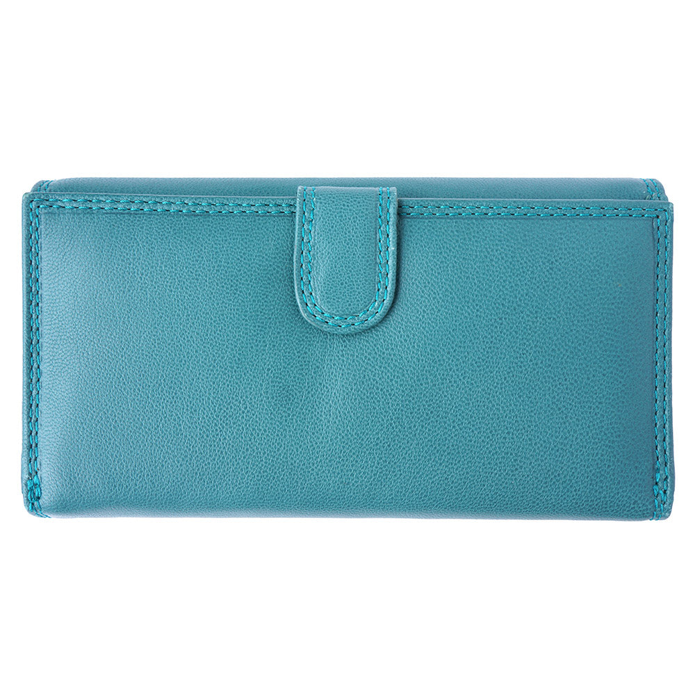 Women's Slim Leather Wallet in Turquoise
