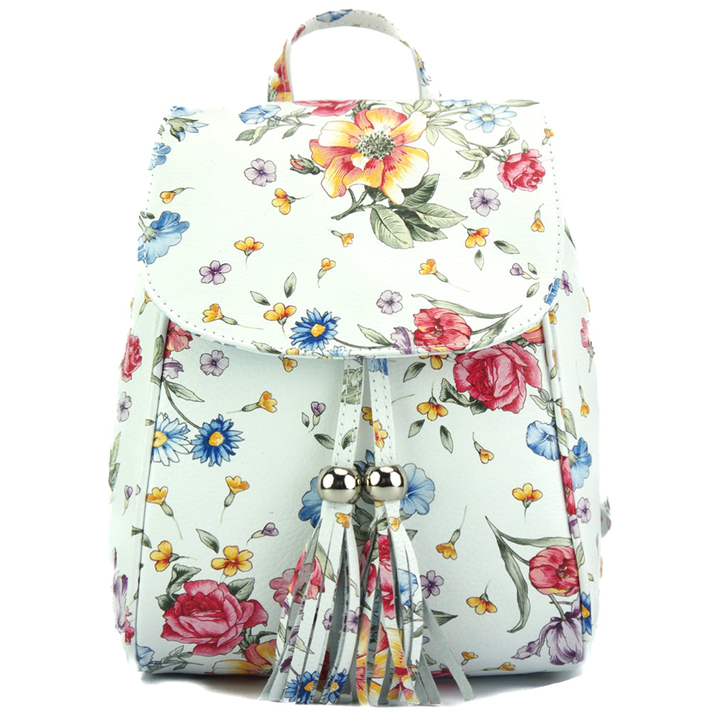 Lockme Backpack in soft leather with floral pattern