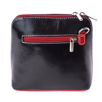 Dalida black Italian leather purse with red trim