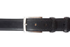 Black Double Layer Leather Belt with Silver Buckle