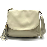 front view of Gioia Crossbody leather bag in biege