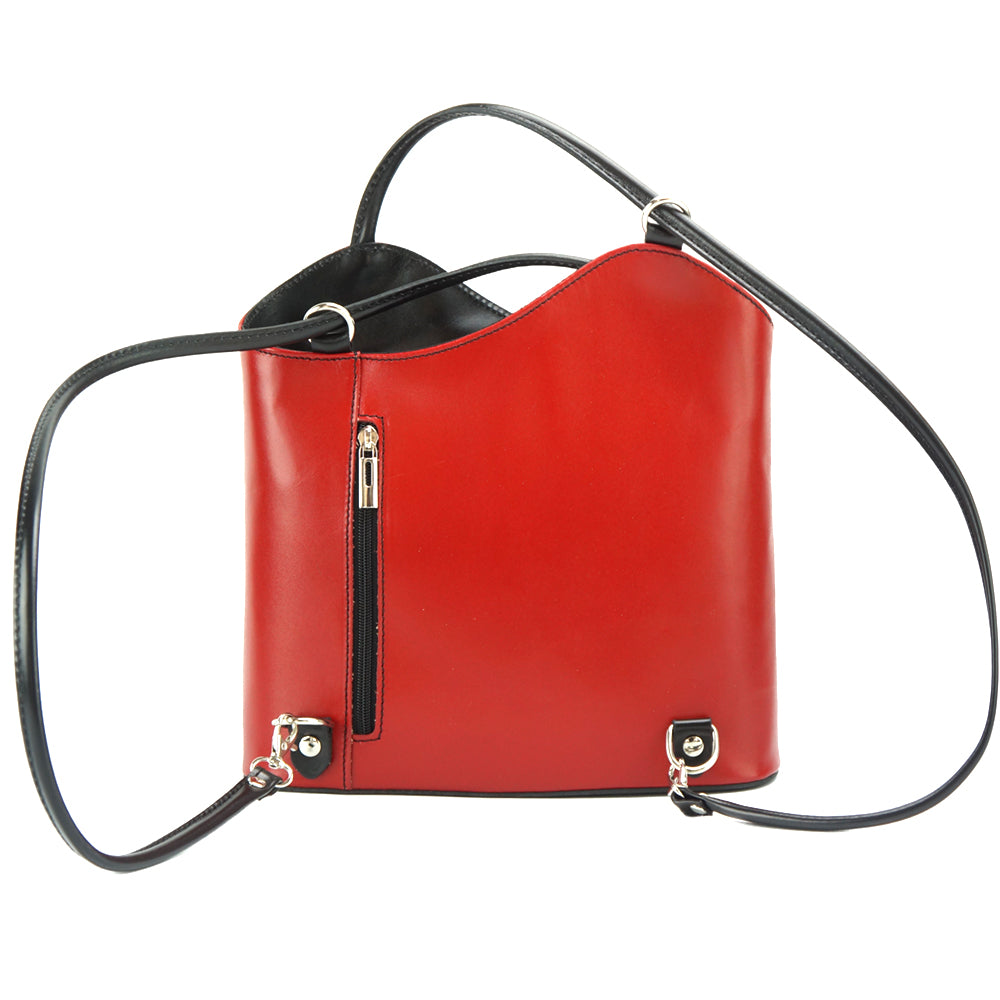 Red Italian Leather Purses | The Convertible Cloe with black strap