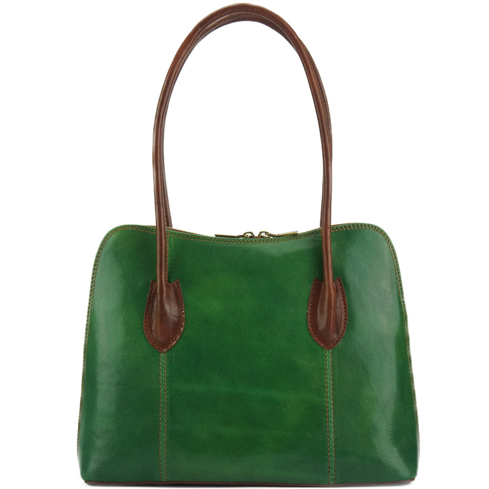 Claudia V leather shoulder bag in green