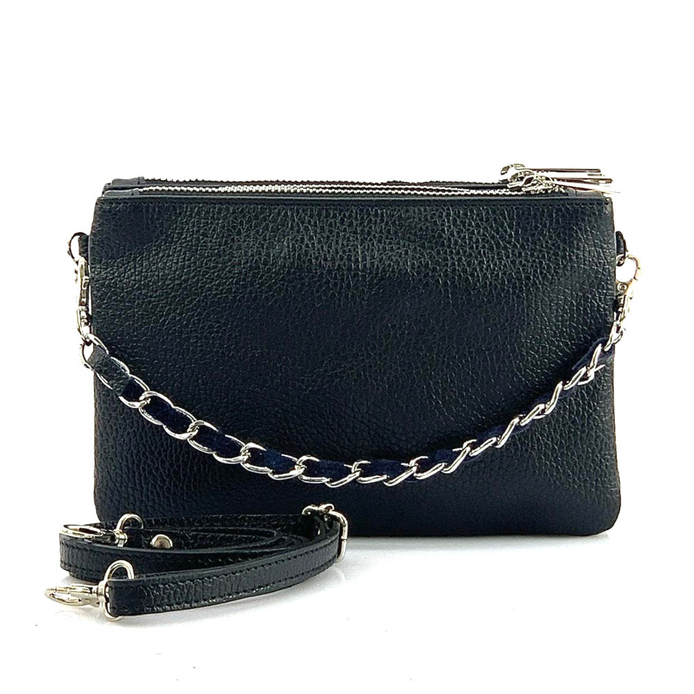 Fernanda black Italian leather clutch bag - high quality luxury made in Italy
