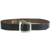 Rofena 40mm Italian Leather Belt in dark brown, showcasing the leather texture and silver buckle.