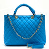 Severa Quilted Leather Handbag in Azure Blue