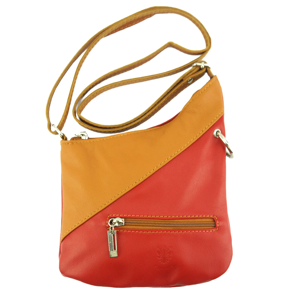 Licia leather crossbody bag - red and tan leather
