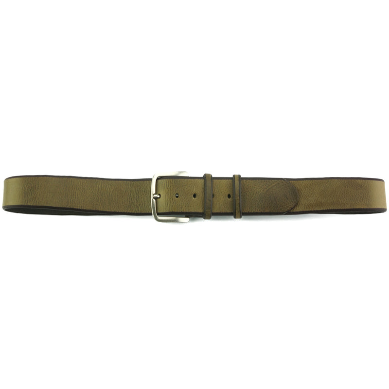 Giuseppe 40 MM full grain leather belt in green with silver buckle
