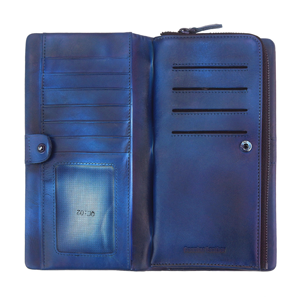 Vintage Leather Wallet in blue with card slots