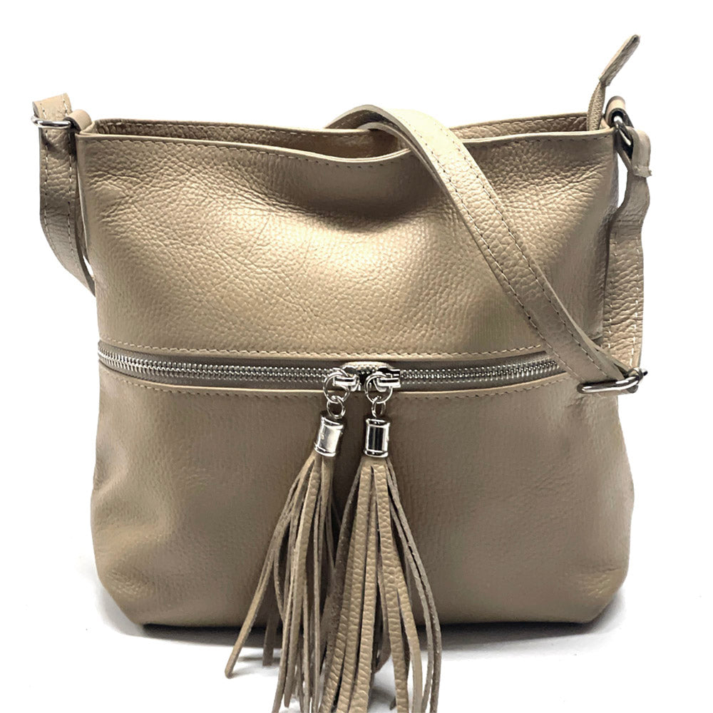 BE FREE Taupe leather crossbody bag