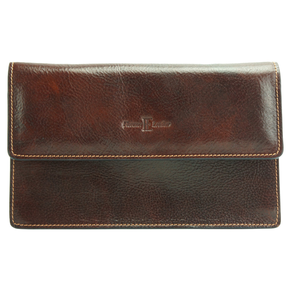 Brown Italian wristlet made with cow leather with florence leather logo