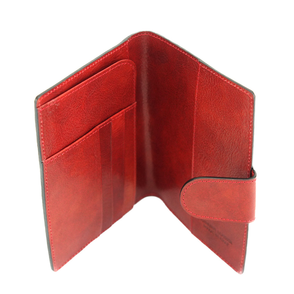 Red Elliot Wallet in cow leather - angled view