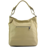 Artemisa Leather Hobo Bag in Light Taupe - back view with zip pocket