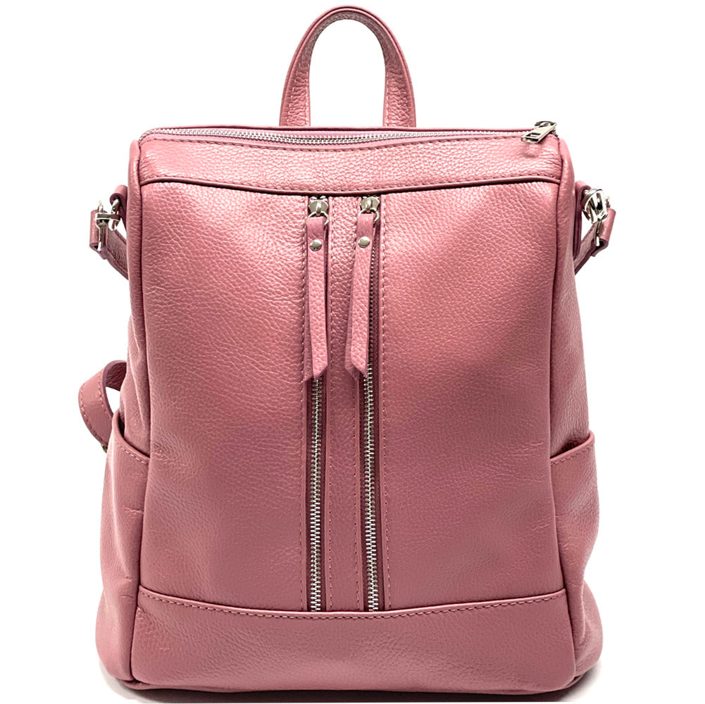 Antique pink leather backpack