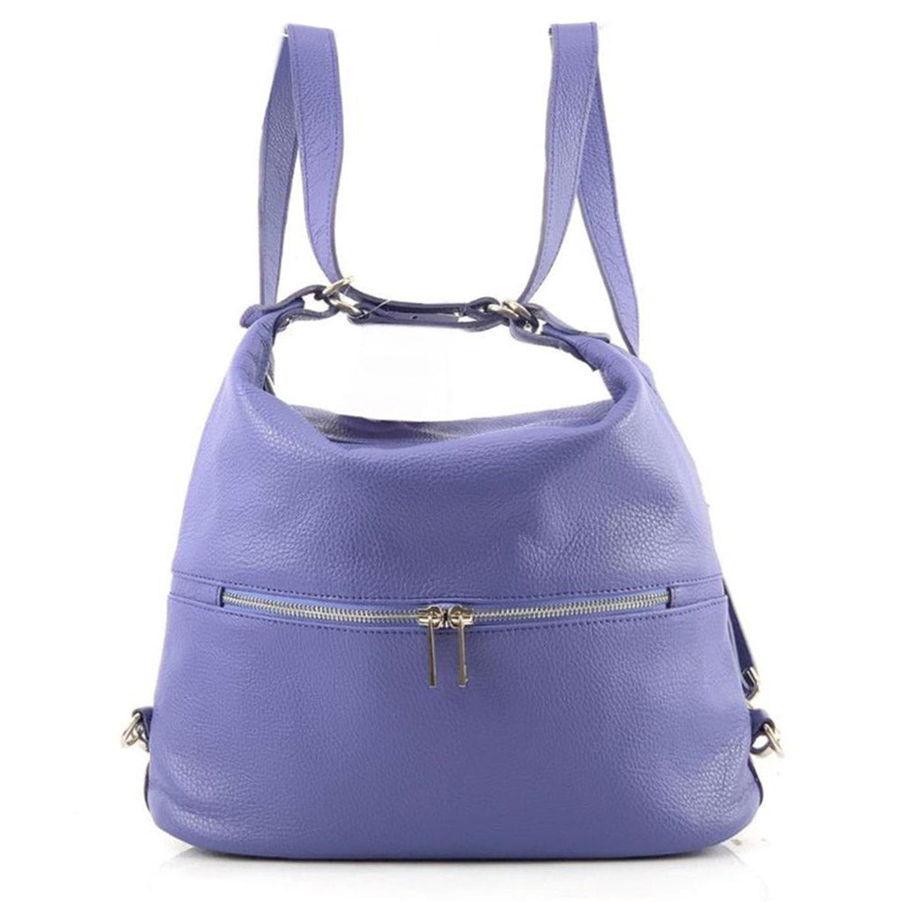 Bougainvillea leather backpack in azure blue