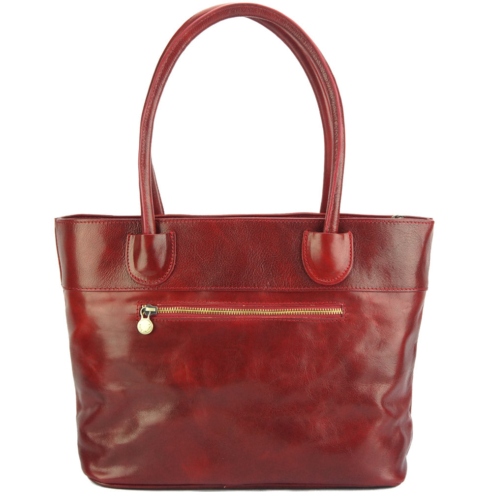 Leather tote bag in red