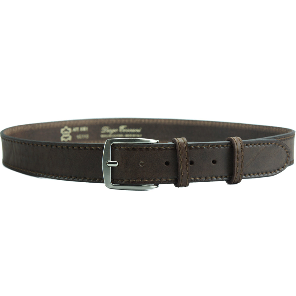 Brown Cassidy leather belt with silver buckle