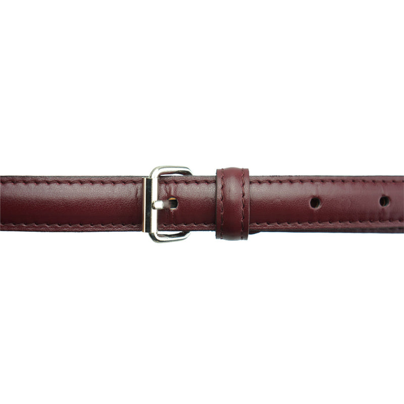 A classic brown leather belt with a sleek, minimalist buckle.