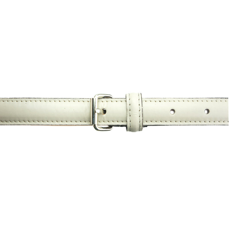 A durable creme leather belt made from genuine full-grain leather.