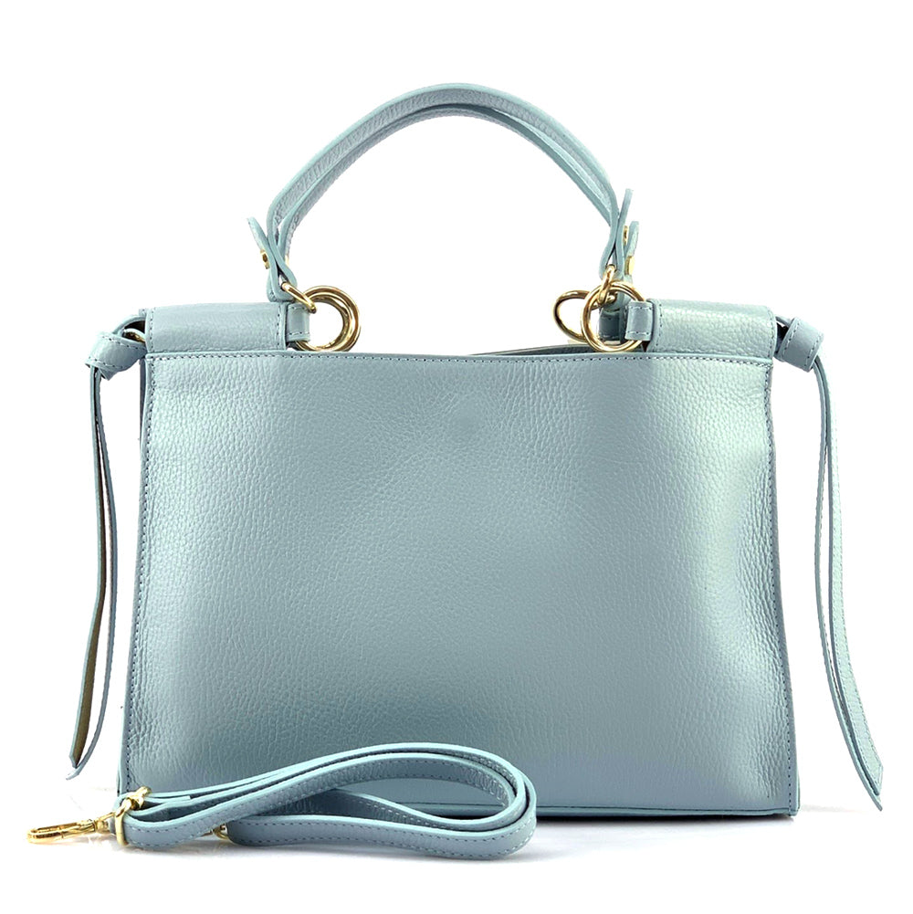 Croisette leather bag in cyan - front view