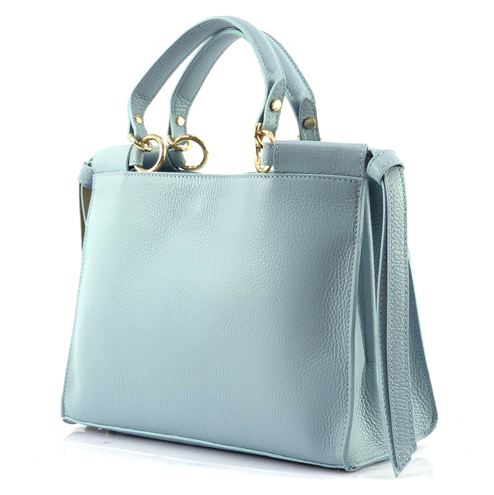 Croisette leather bag in cyan - angled view