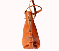 Shopping bag with double handle made of genuine calf leather-8