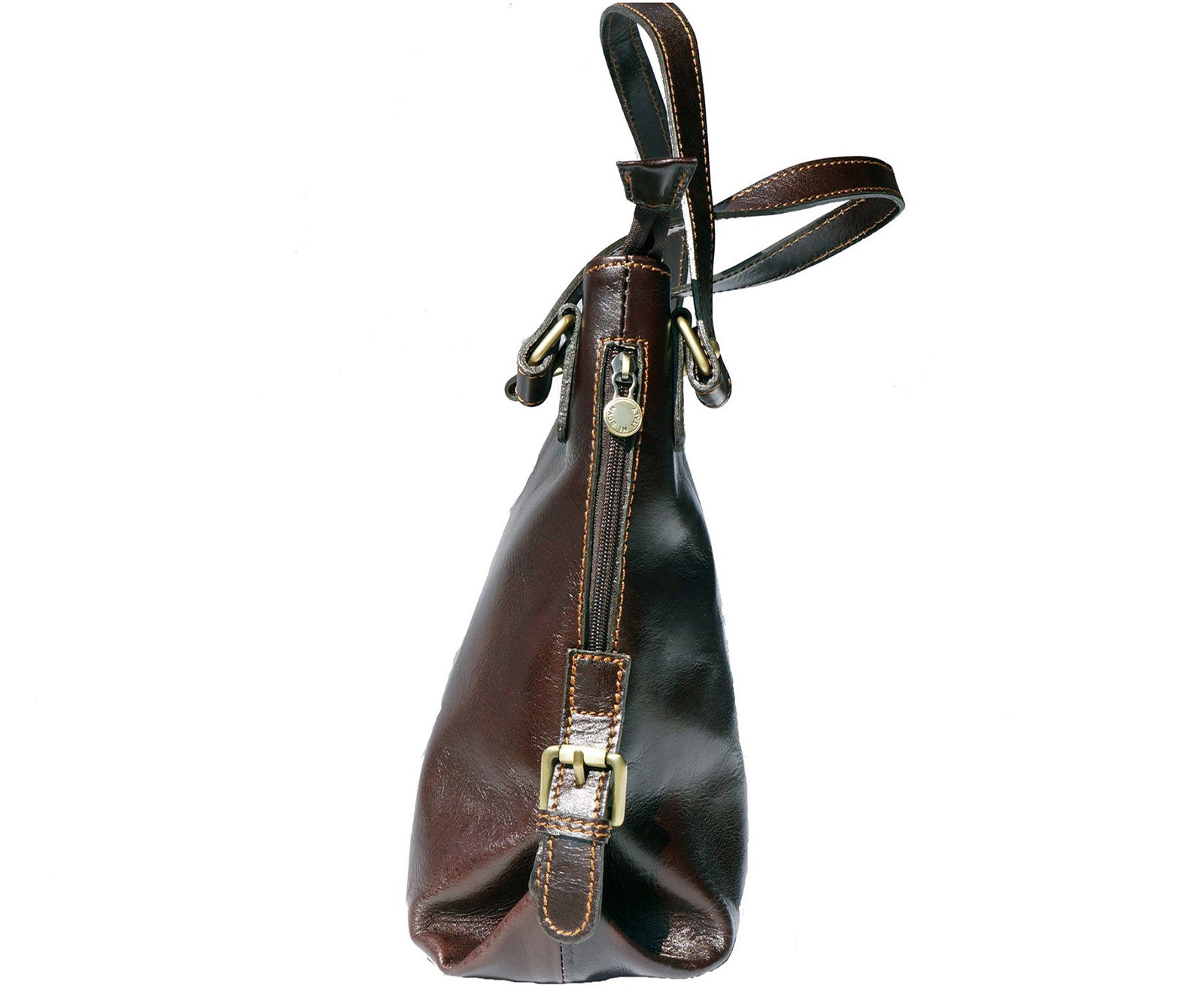 Shopping bag with double handle made of genuine calf leather-12