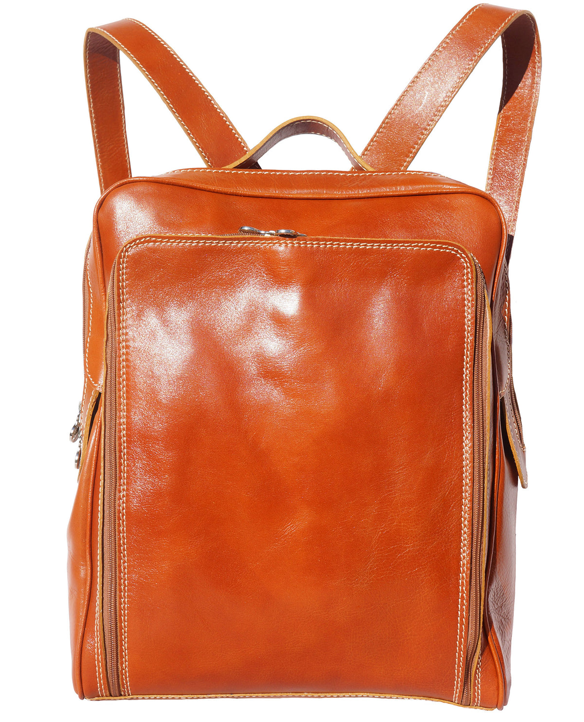Gabriele GM Leather Backpack - Italian Calfskin. Stylish tan purse converts to a functional laptop backpack.