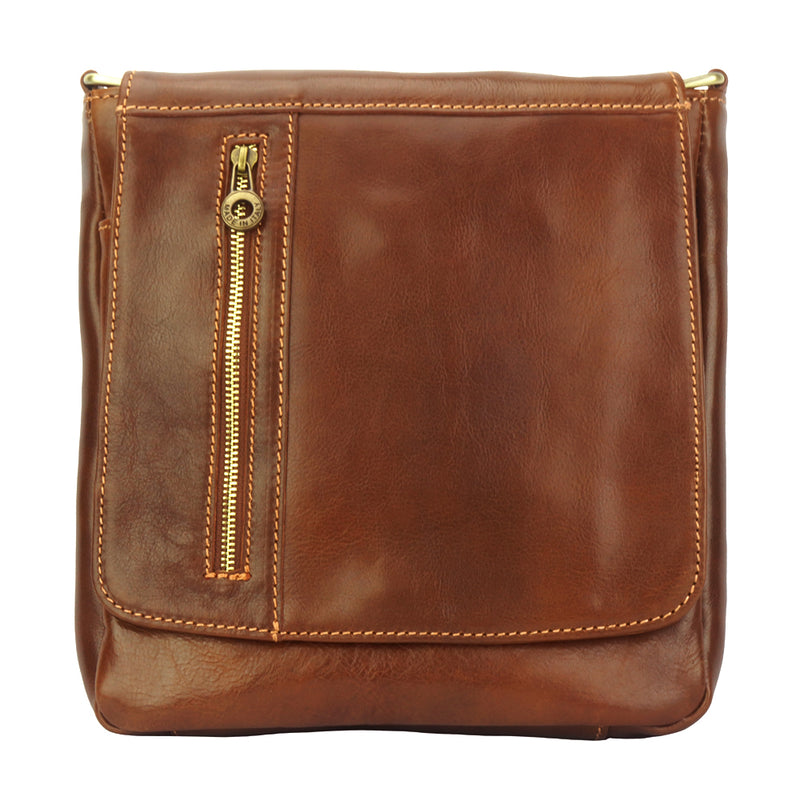 Messenger Amico with genuine leather in brown