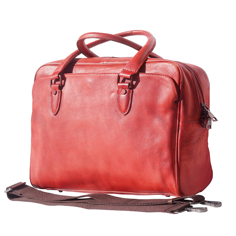 Red Florentine briefcase in genuine leather