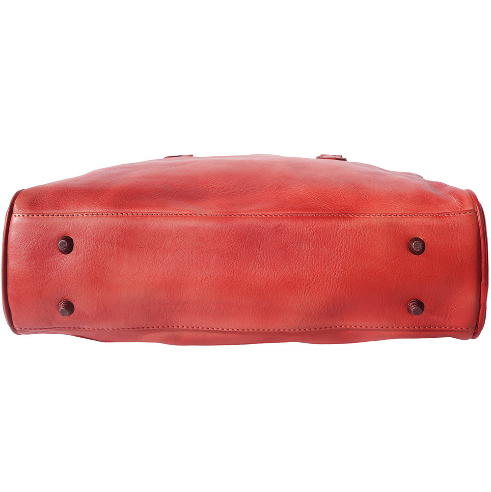 Unisex briefcase in genuine calf natural vintage leather-2
