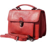 Red vintage leather briefcase with two compartments
