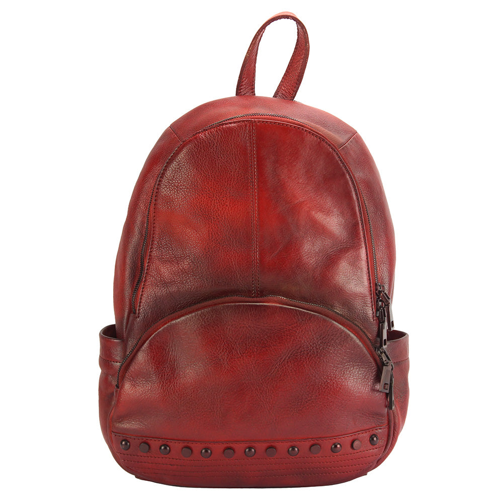 Walter Red italian leather Backpack