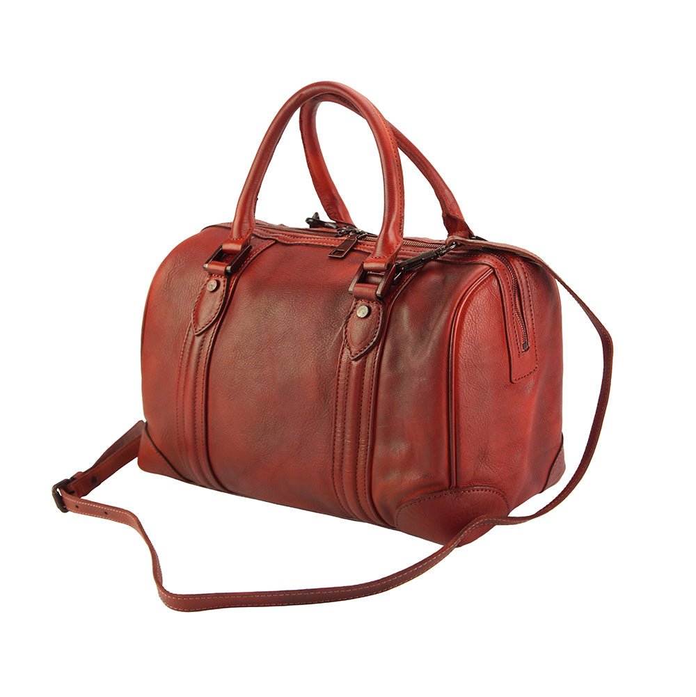 Fulvia Leather Boston Bag in red - Leather italiano