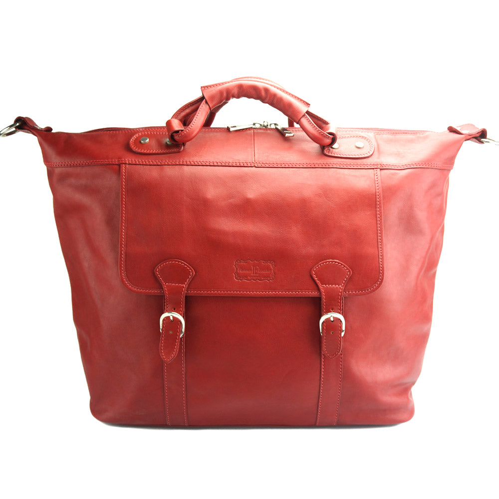 Light Red Leather Duffle Bag