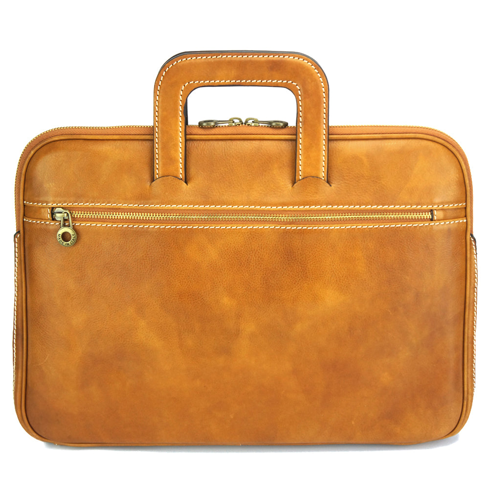 Italian leather laptop case in tan